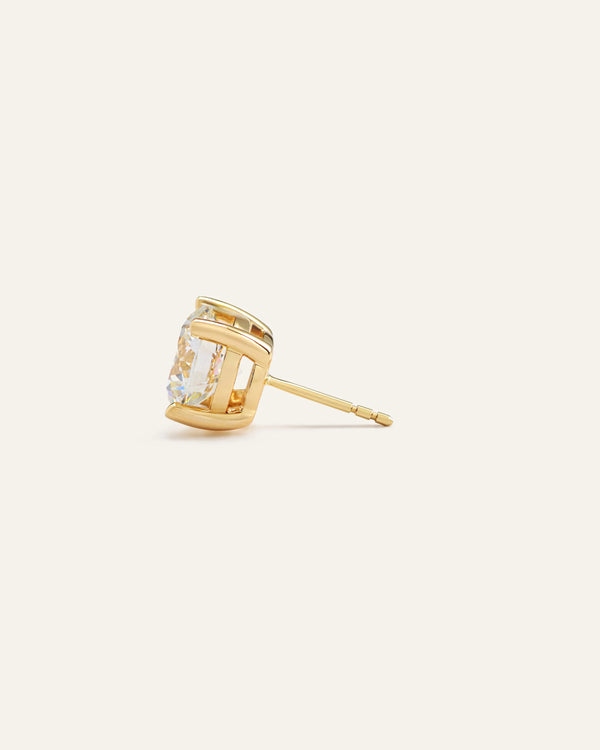 14K Gold Lab Grown Diamond Four-Prong Solitaire Studs - 4ctw - One Size / Yellow Gold