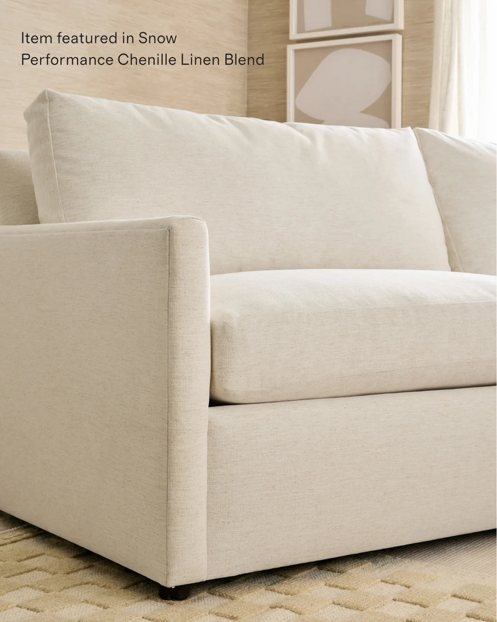 Brennan L Sectional in Performance Chenille Linen Blend - 99x99 / Snow