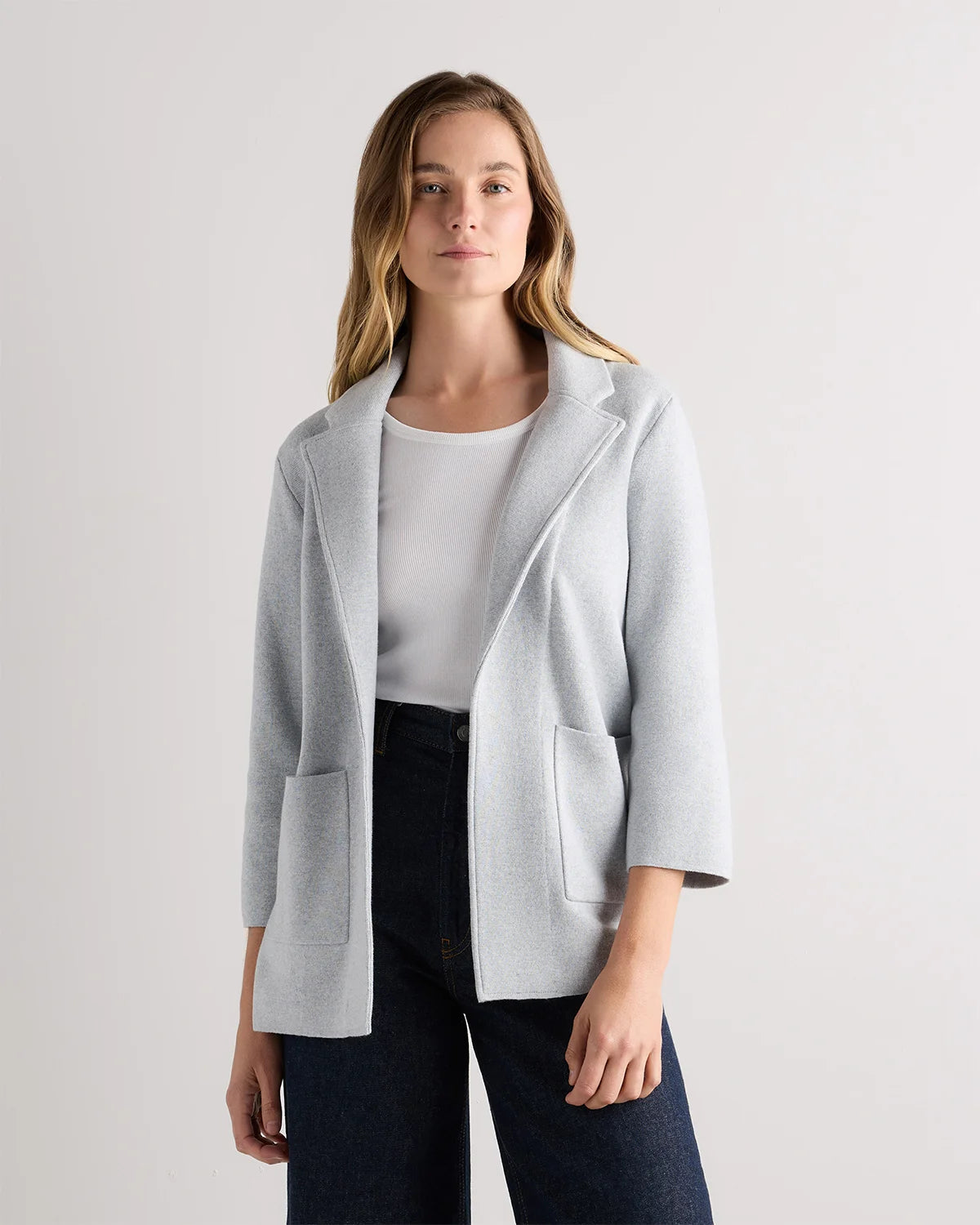 100% Organic Cotton Knit Blazer - XS / Heather Dove Grey Main image