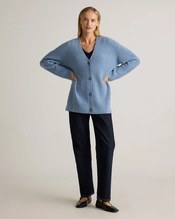 Mongolian Cashmere Oversized Boyfriend Cardigan Sweater - XS / Brown