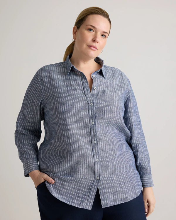 100% European Linen Long Sleeve Shirt - 1X / Flax