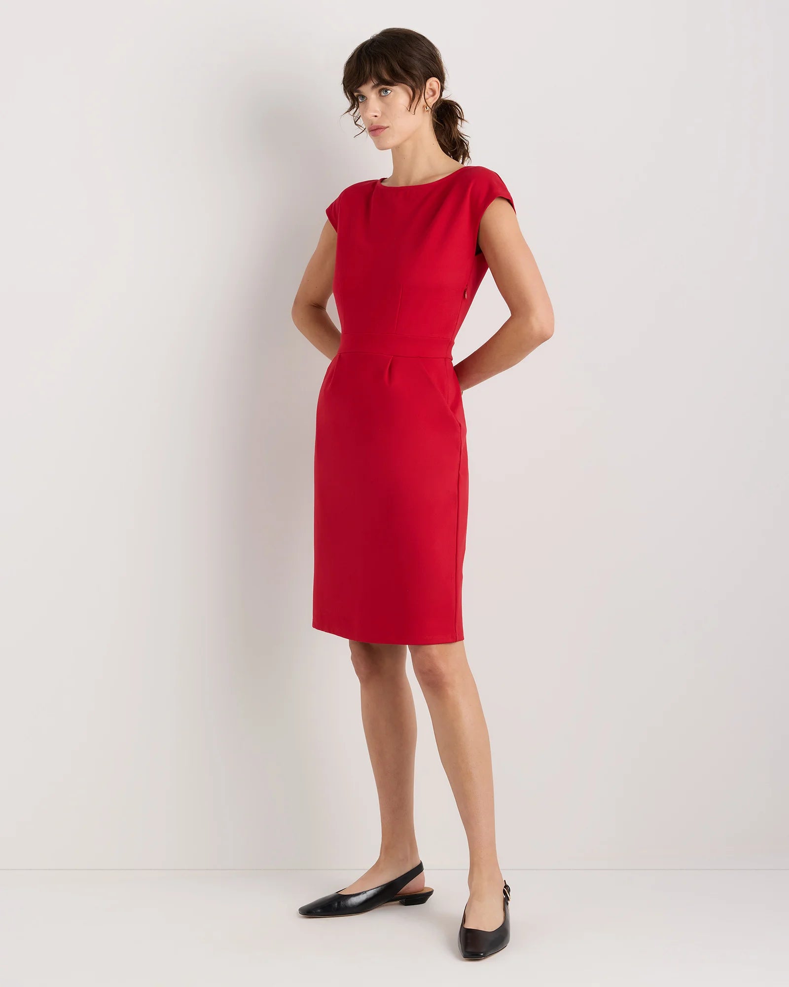 Ultra-Stretch Ponte Cap Sleeve Dress - XS / Ruby Red Secondary image