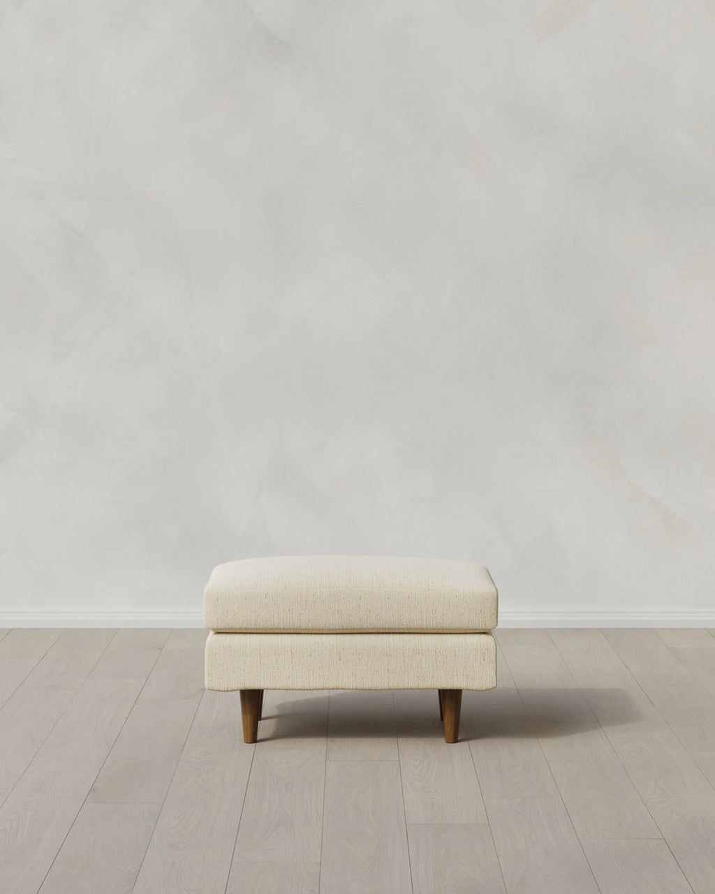 Atlas Midcentury Ottoman in Performance Chenille Linen Blend - 31.5" / Snow
