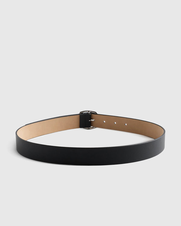 Zoe Sculptural European Leather Belt - XS / Black/Silver