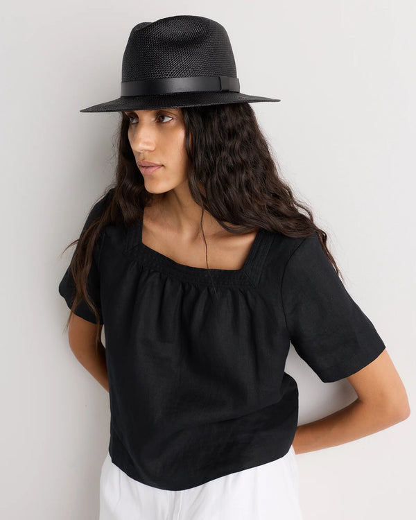 Toquilla Straw Panama Hat - S / Black
