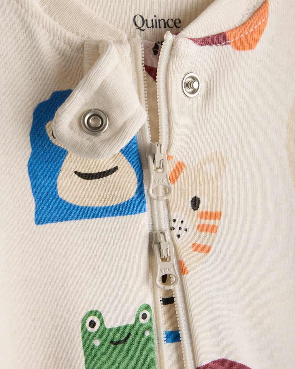 100% Organic Cotton Shortie Onesie Pajama - 0-3M / Animal Faces