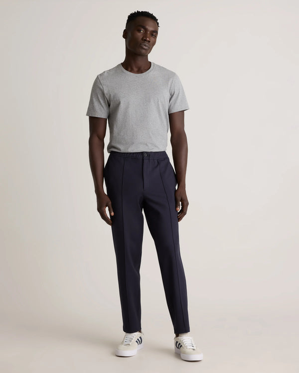 Stretch Knit Pintuck Trousers - S / Navy