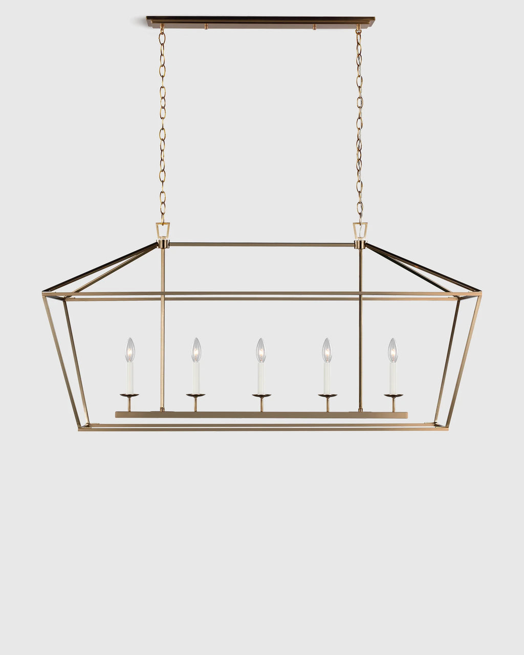 Traditional Steel Linear Lantern Chandelier - One Size / Brass