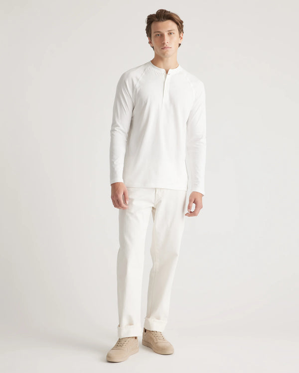Cotton Modal Long Sleeve Henley Tee - S / Heather Grey