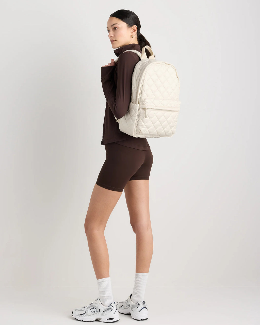 Transit Quilted Commuter Backpack - One Size / Taupe Brown
