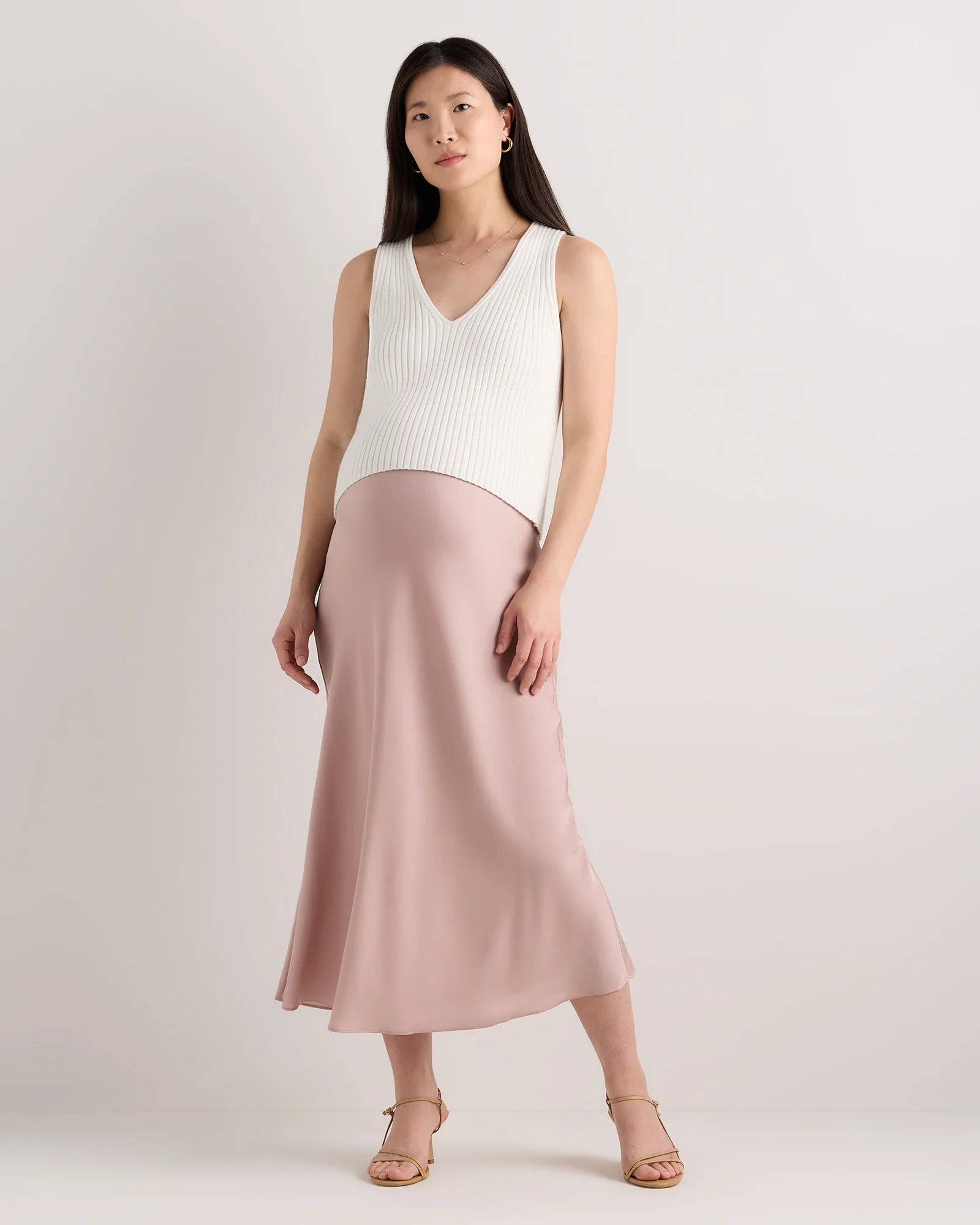 Washable Stretch Silk Maternity Skirt - XS / Vintage Pink Secondary image