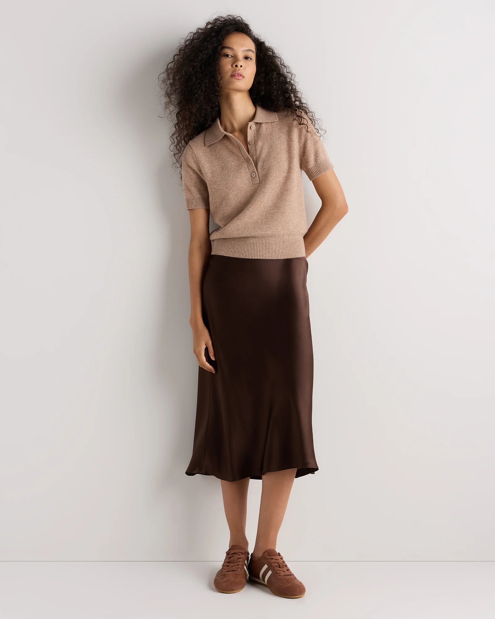 Mongolian Cashmere Short Sleeve Polo - XS / Oatmeal Secondary image