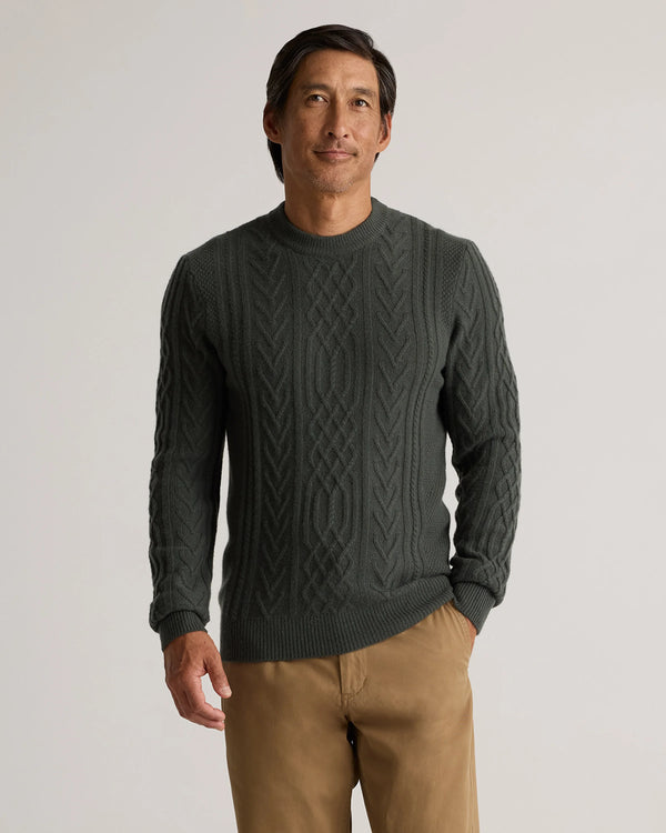 Mongolian Cashmere Cable Crewneck Sweater - S / True Navy