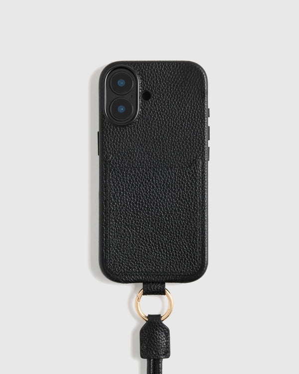 Italian Leather Phone Crossbody Case - 17 / Black