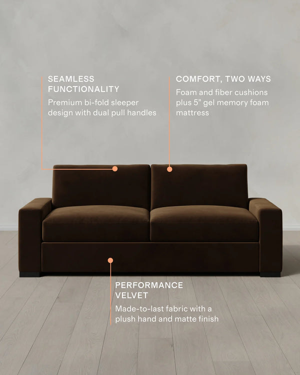 Stillman Sleeper Sofa in Performance Velvet - Queen / Java