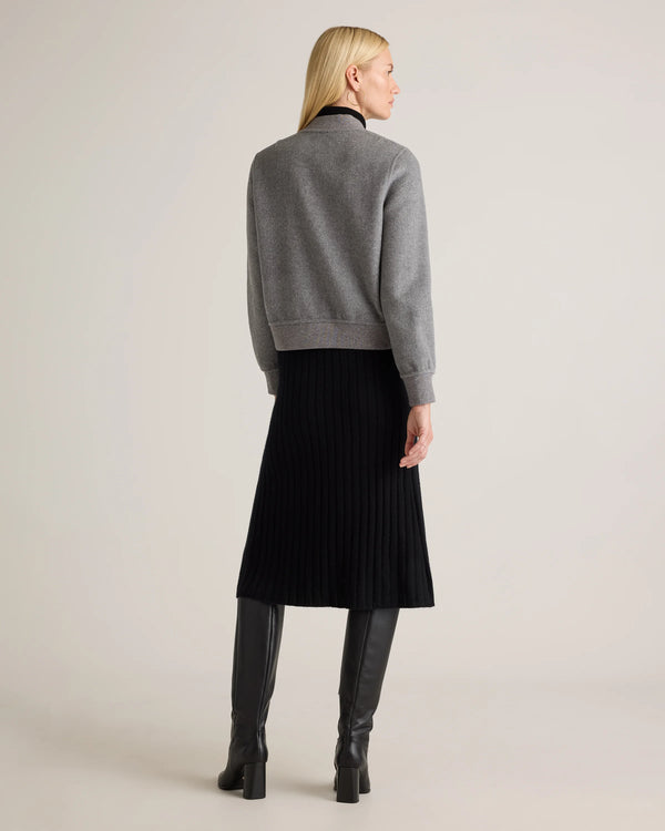Double-Faced Merino Wool Bomber Jacket - XS / Black
