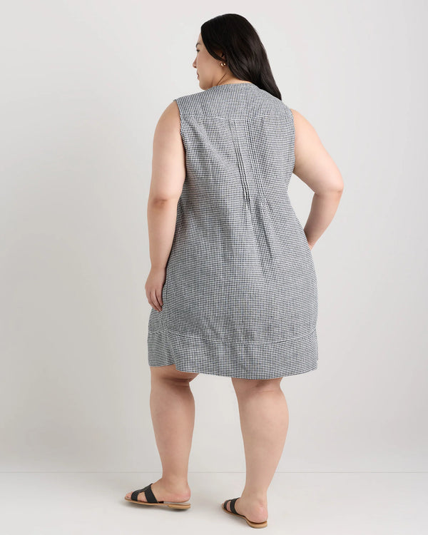 100% European Linen Sleeveless Swing Dress - 1X / Bayberry Olive