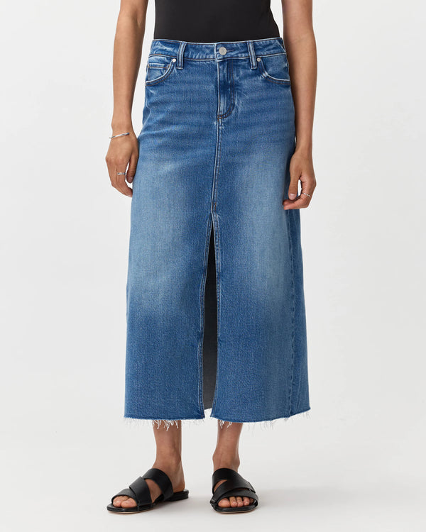 Stretch Denim 5-Pocket Midi Skirt - 24 / Obsidian Blue