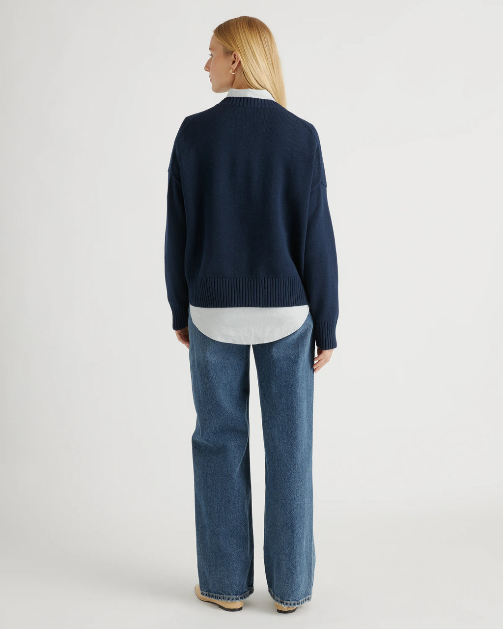 100% Organic Cotton Boyfriend Crew Sweater - XS / Speckled Beige
