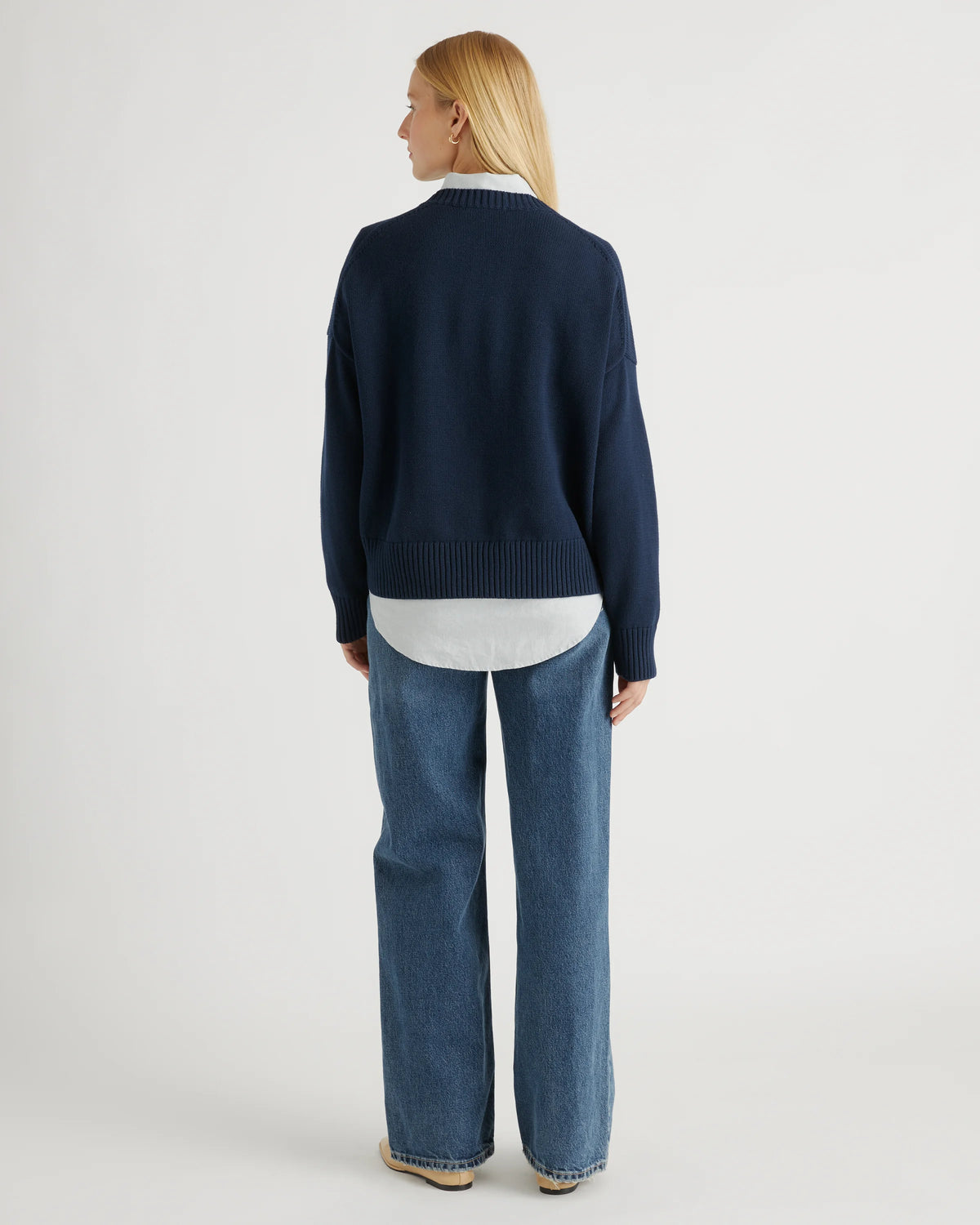 100% Organic Cotton Boyfriend Crew Sweater - XS / Speckled Beige