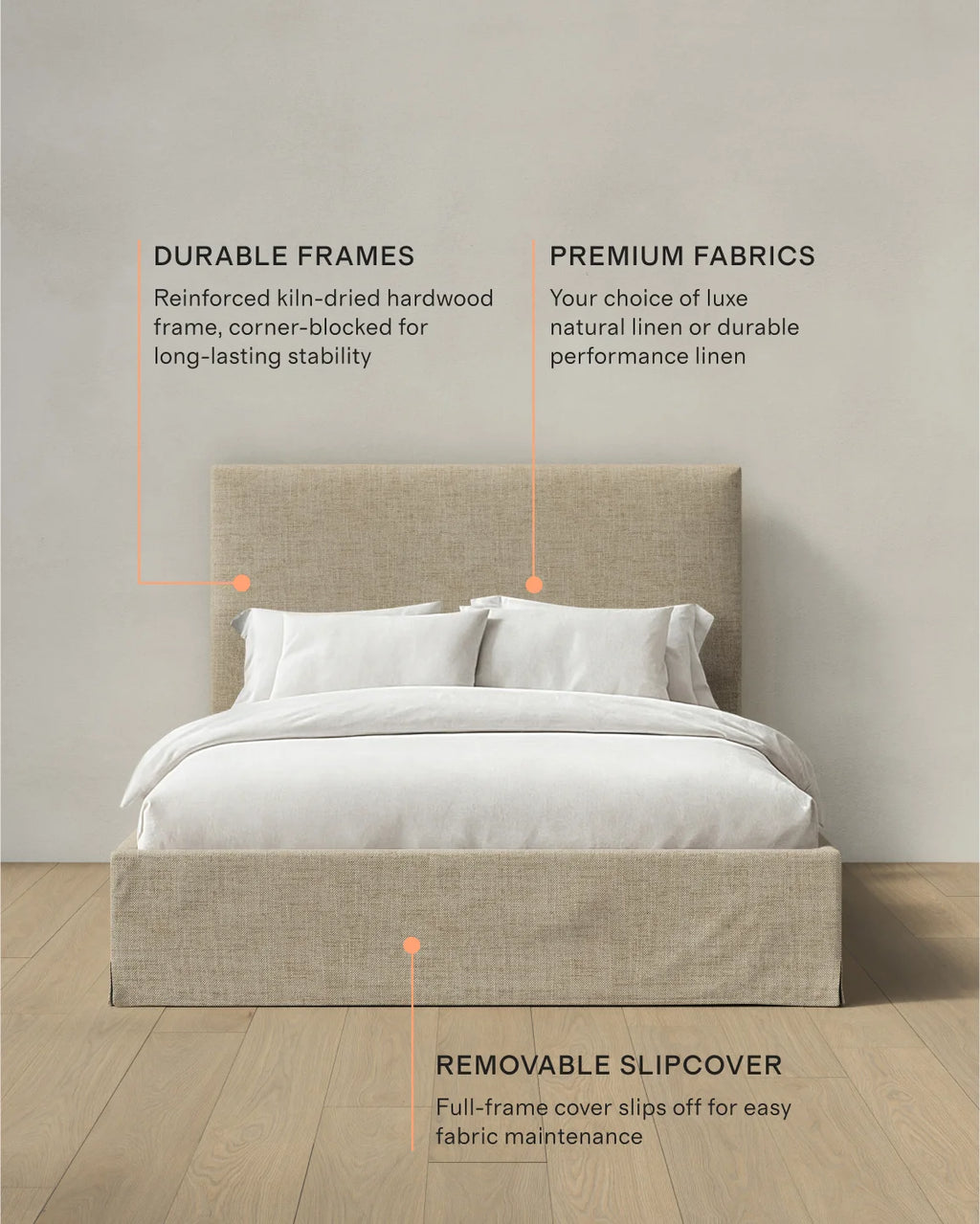 Slipcover Bed in 100% Linen - Full / Flax