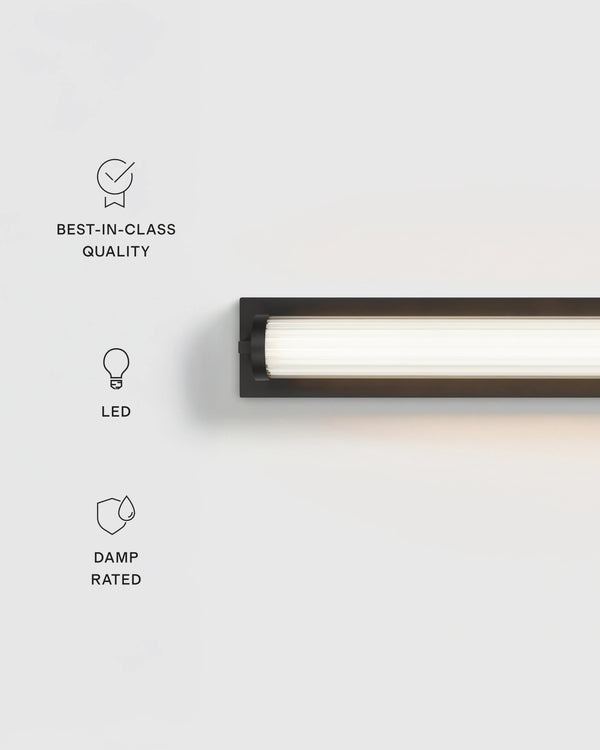 Ribbed Steel LED Vanity Sconce - 22" / Brass