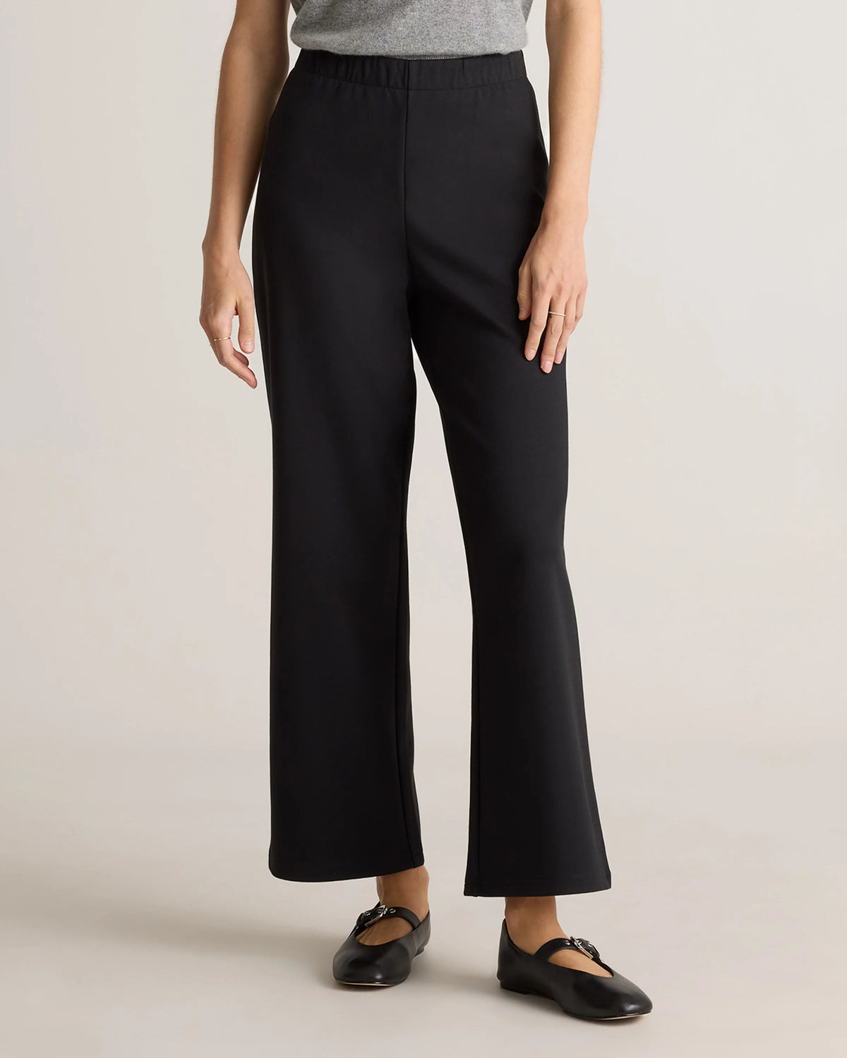 Organic Cotton Double Knit Wide Leg Pants - XS / Bold Black Main image