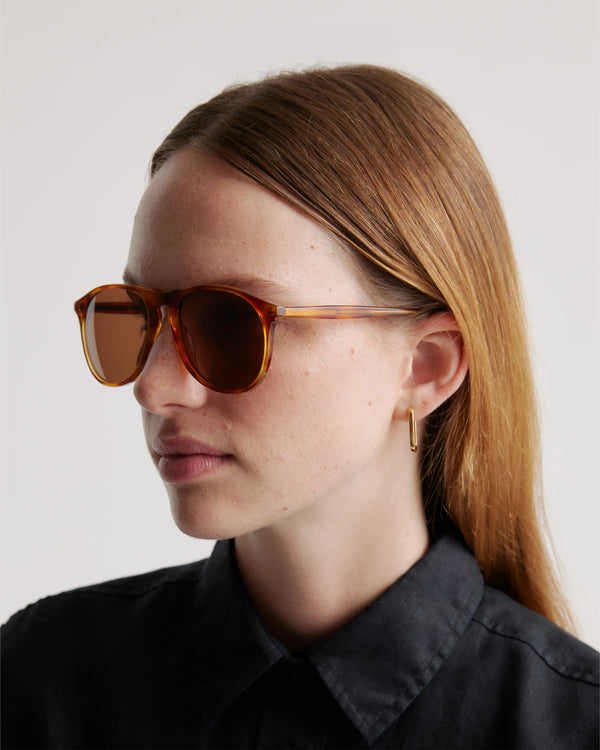 Wyatt Polarized Acetate Sunglasses - One Size / Clear Brown with Brown lens