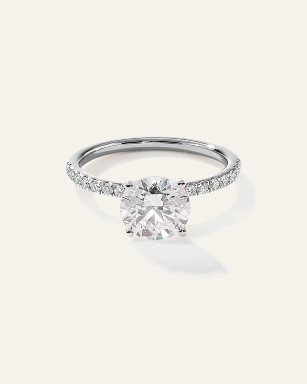Lab Grown Diamond Round Petite Pave Engagement Ring - 2ct - 4 / Yellow Gold
