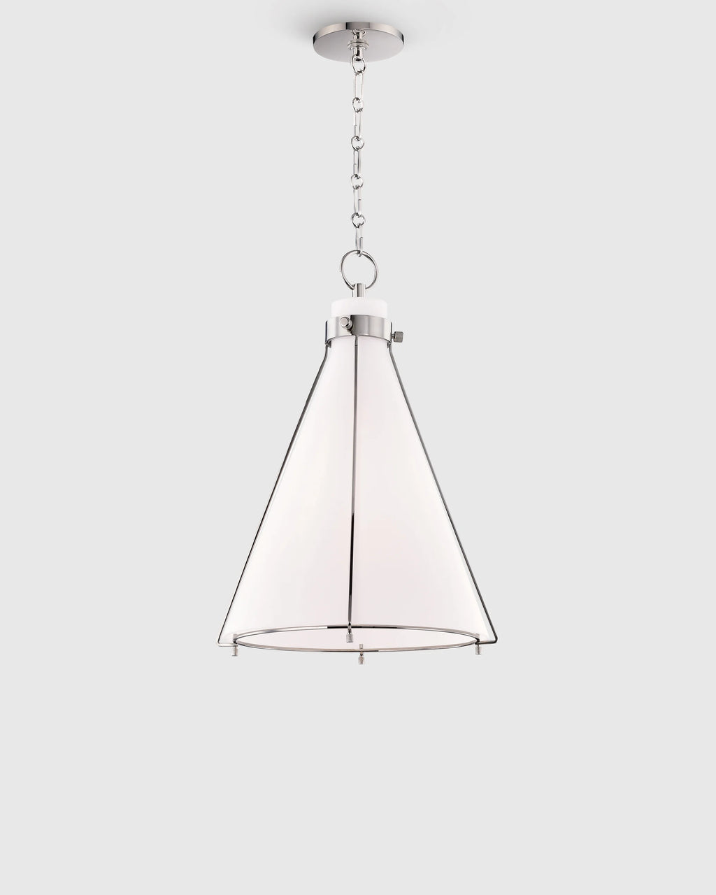 Iron and Opal Glass Conical Pendant Light - One Size / Brass