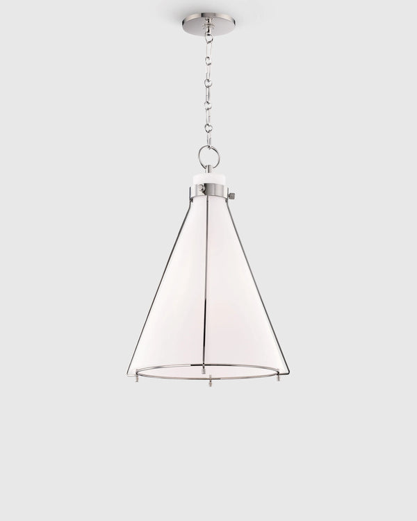 Iron and Opal Glass Conical Pendant Light - One Size / Brass