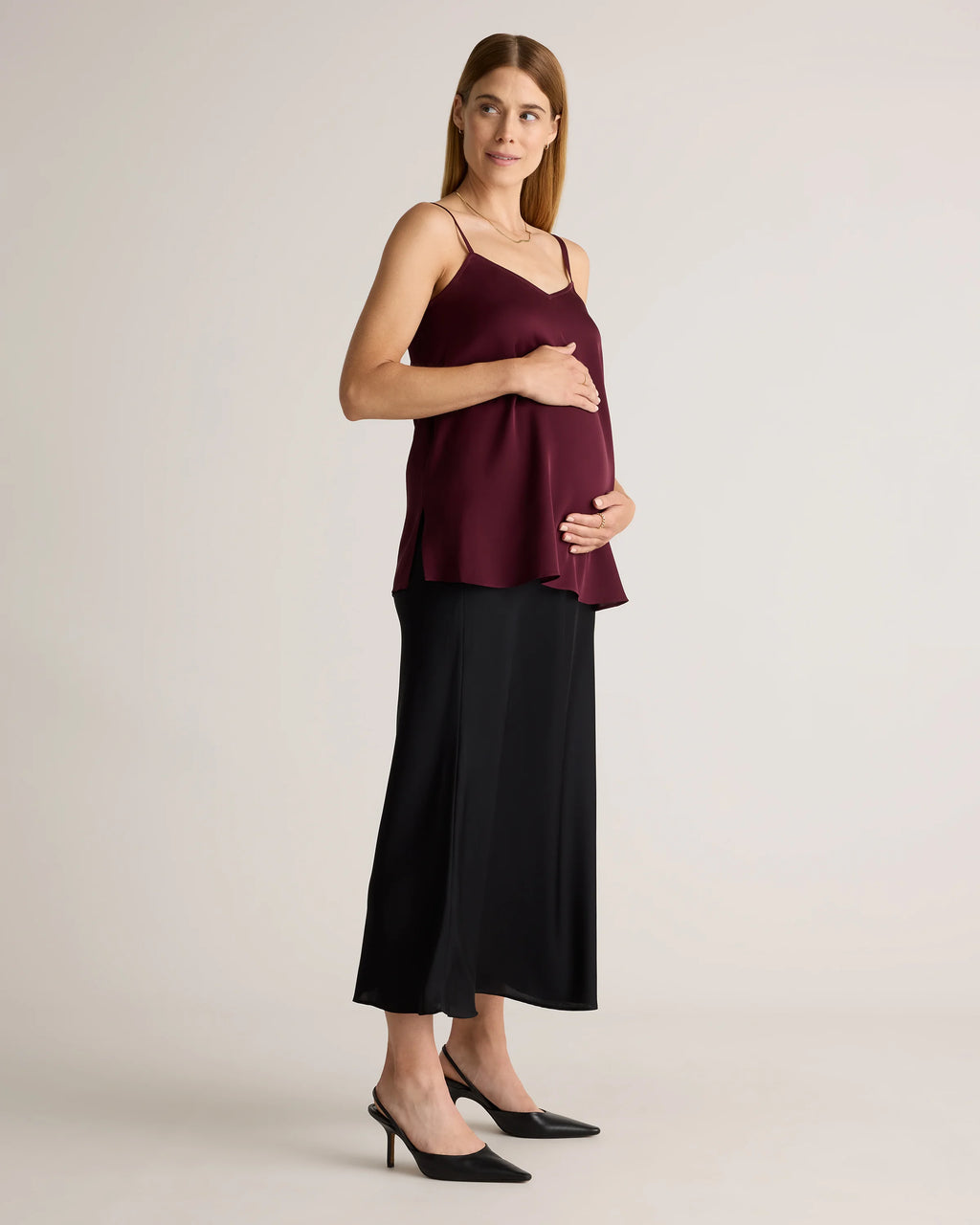 Washable Stretch Silk Maternity Skirt - XS / Vintage Pink