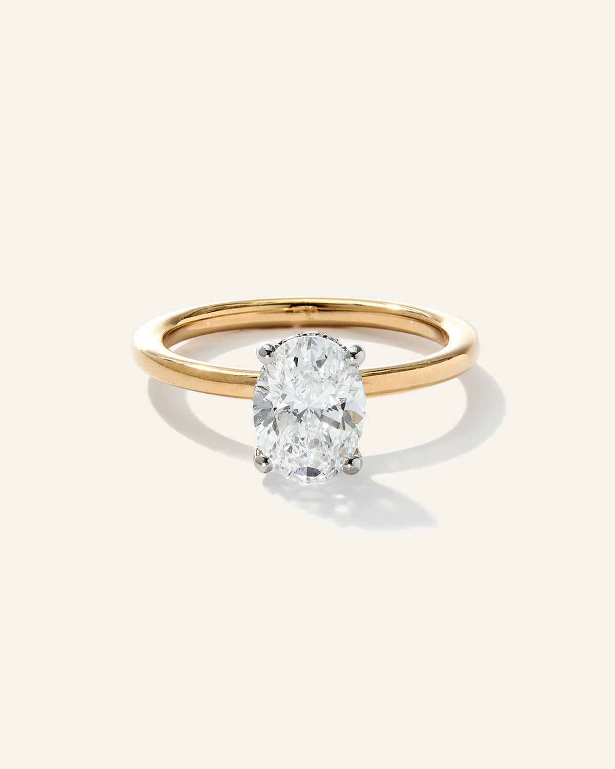 Lab Grown Diamond Oval Petite Hidden Halo Engagement Ring - 1.5ct - 4 / Yellow Gold Main image