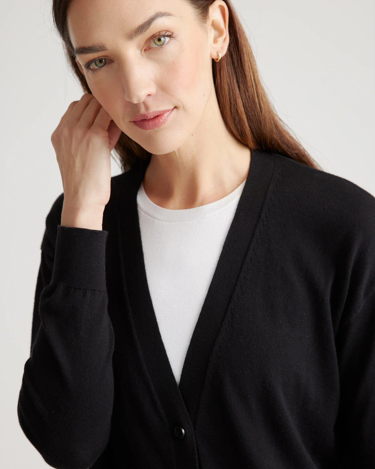 Lightweight Cotton Cashmere Cardigan - XS / Heather Oatmeal