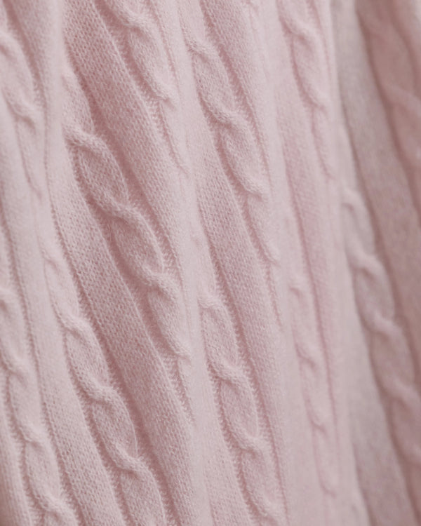Cable Knit Cashmere Throw - 50x70 / Limoncello