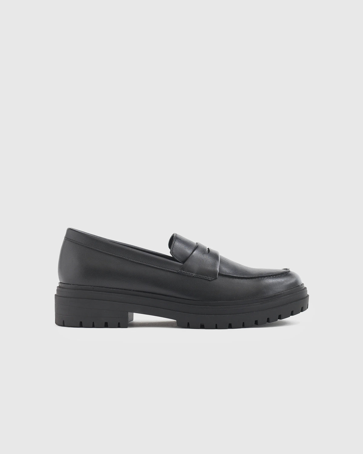 Italian Leather Lug Sole Loafer - 5 / Black Main image