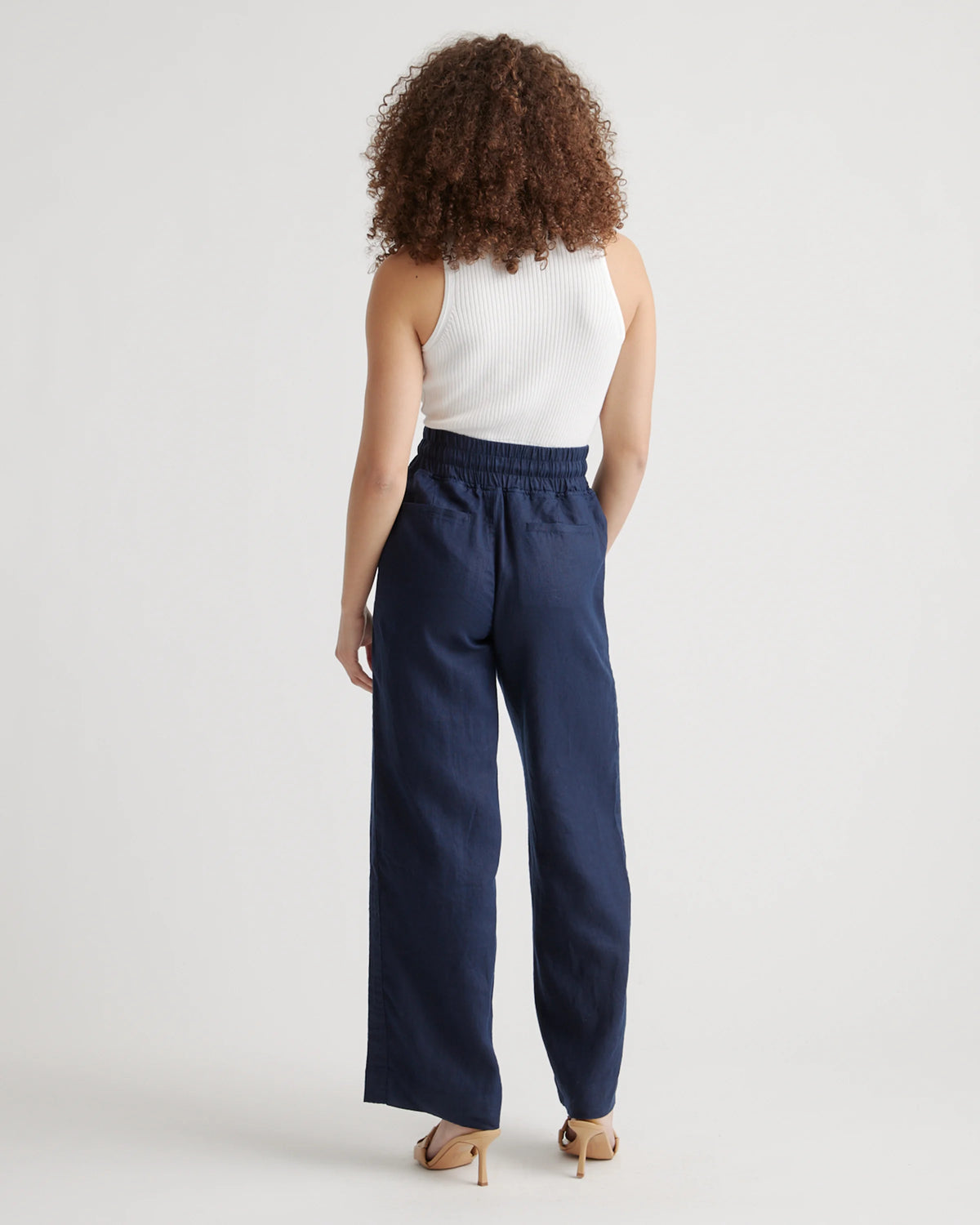 100% European Linen Wide Leg Pants - XS / Bayberry Olive