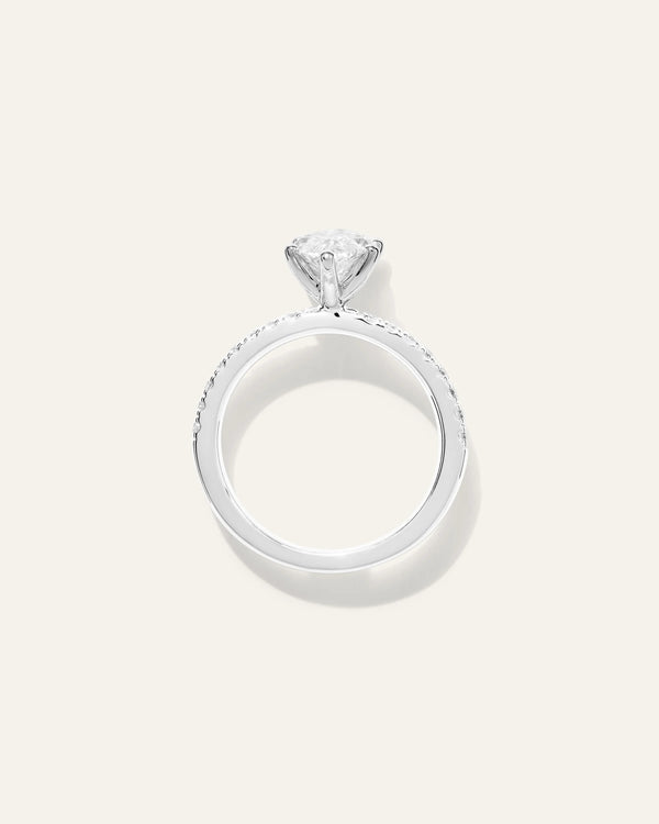 Lab Grown Diamond Marquise Petite Pave Engagement Ring - 2ct - 4 / Yellow Gold