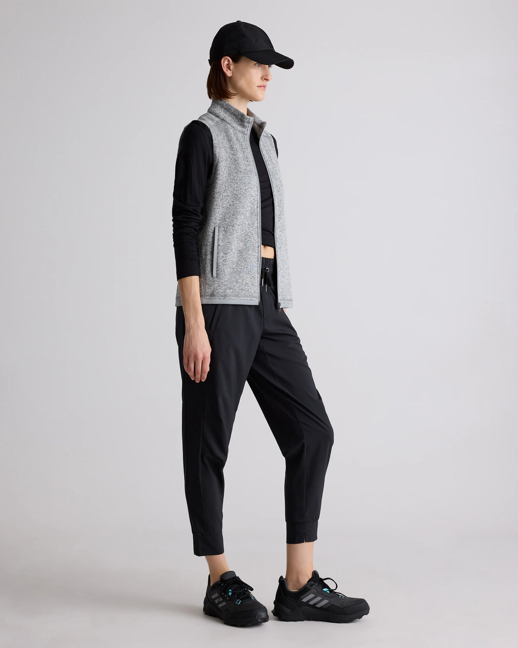 Sweater-Knit Fleece Full-Zip Vest - XS / Heather Mineral Green