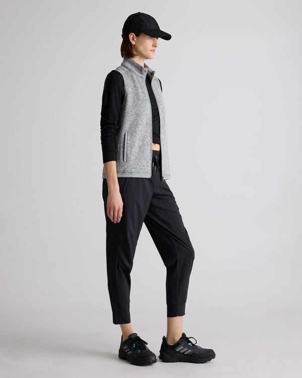 Sweater-Knit Fleece Full-Zip Vest - XS / Heather Mineral Green