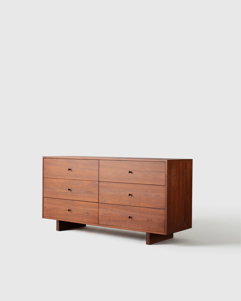 Solid Wood Platform 6-Drawer Dresser - One Size / Walnut Brown