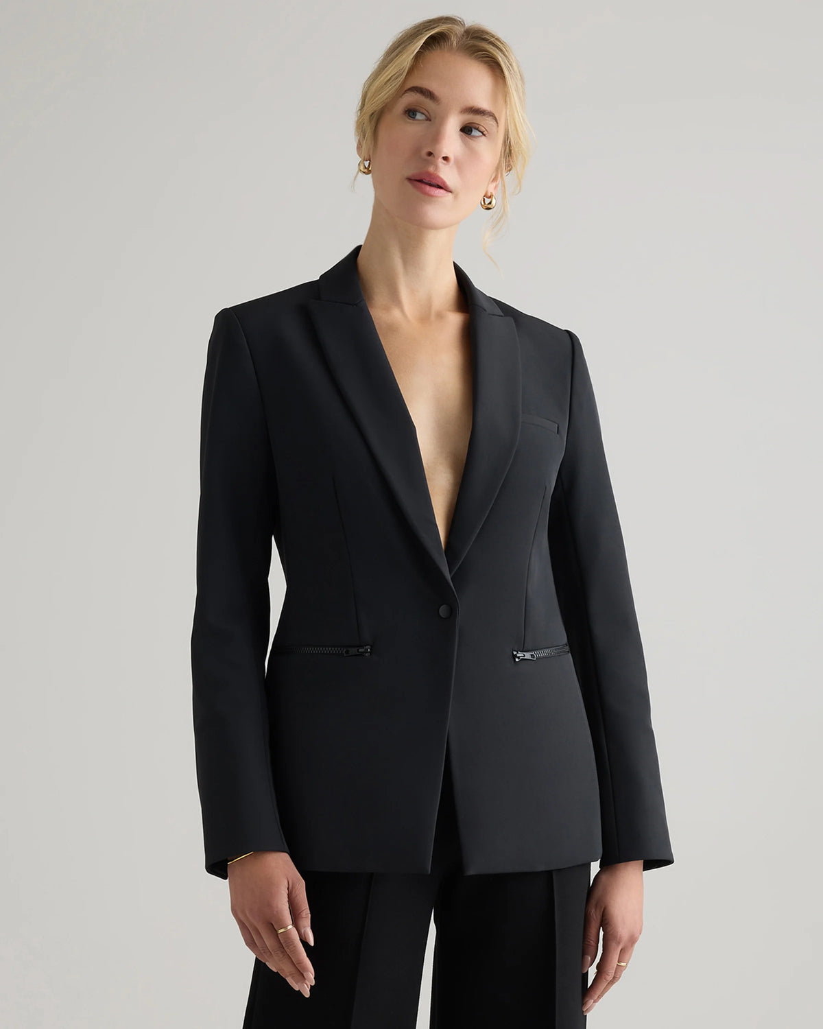 Scuba Single-Breasted Convertible Blazer - XS / True Black Main image