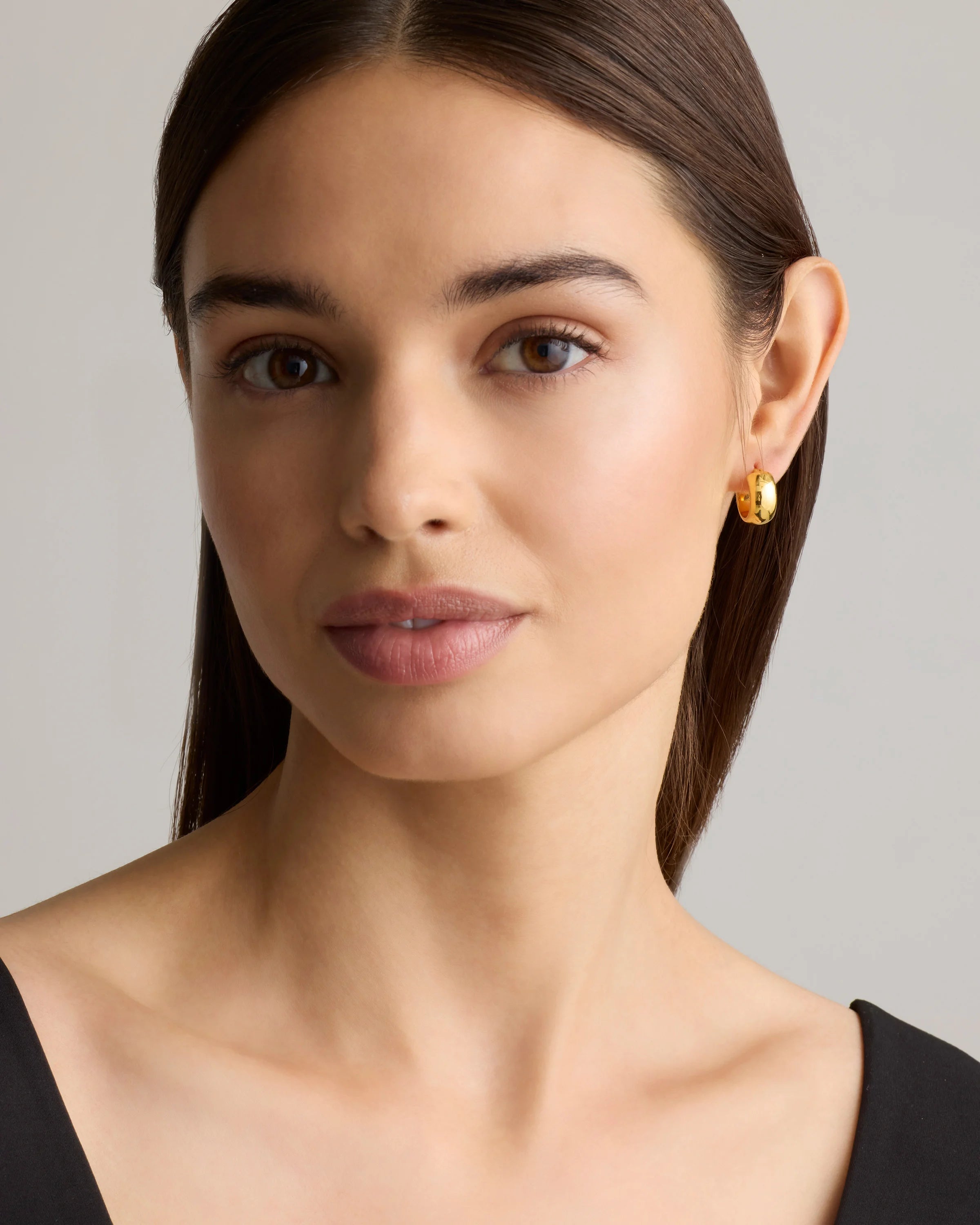 14K Gold Wide Huggies - One Size / Yellow Gold Secondary image
