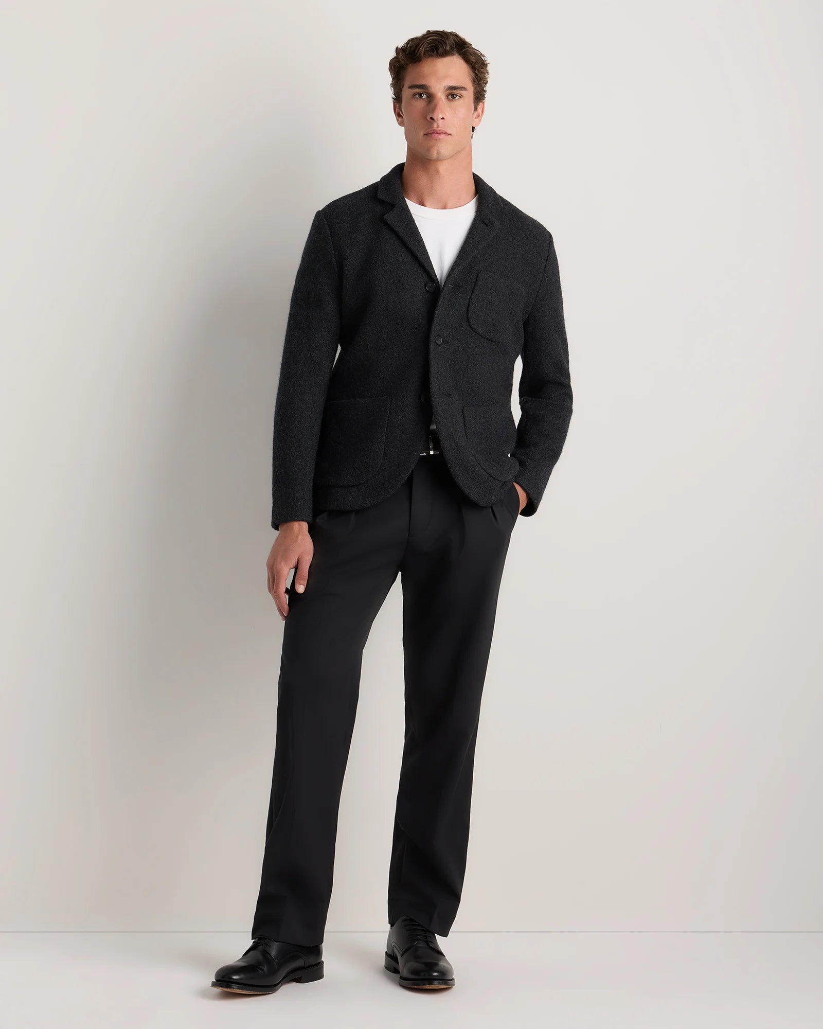 Boiled Wool Cashmere Blazer - S / Heather Charcoal Secondary image