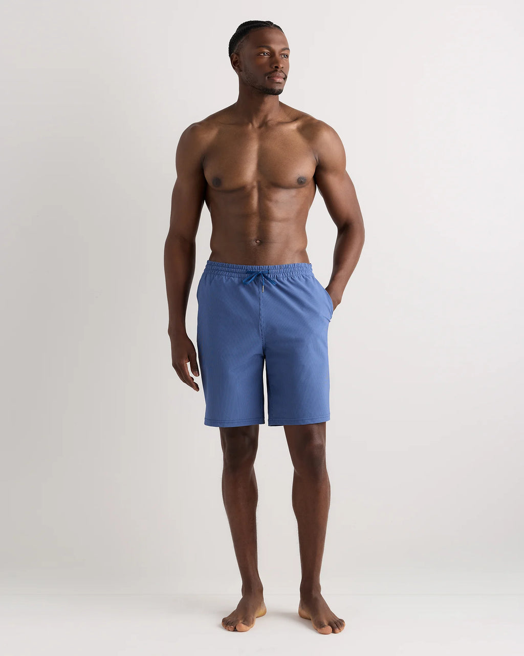 Italian Swim Trunks - 9" - S / Navy Palms