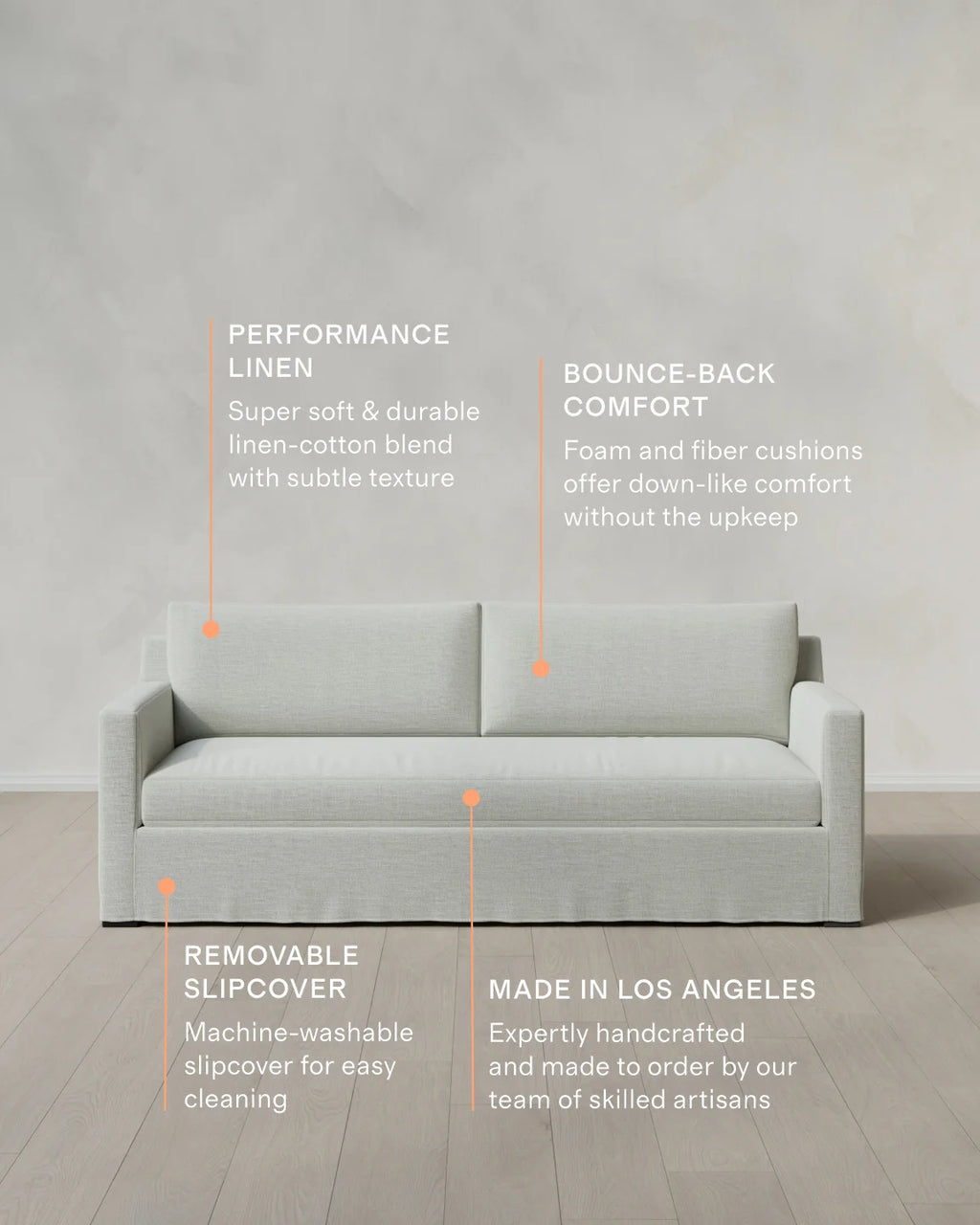 Ellery Slipcover Sofa in Performance Linen - 7ft / Sand