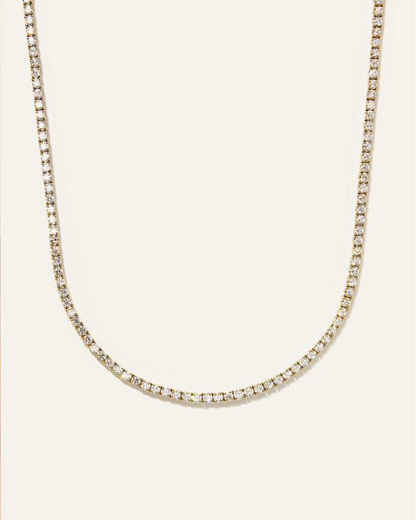 14K Gold Lab Grown Diamond Tennis Necklace - 5ctw - 16" / Yellow Gold
