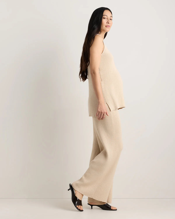 Cotton Cashmere Maternity Wide Leg Pants - XS / Heather Charcoal