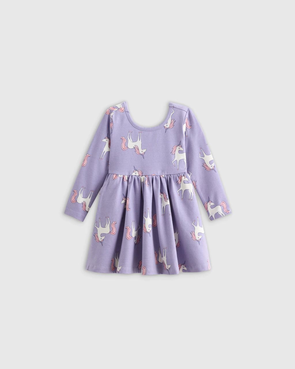 Organic Cotton Long Sleeve Skater Dress - 0-3M / Flower Buds