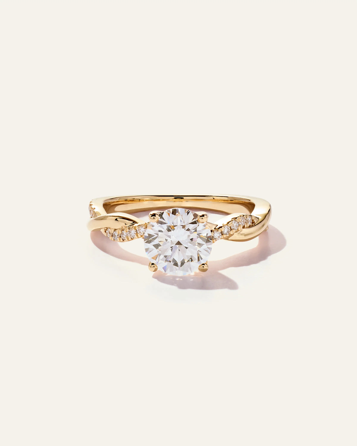 Lab Grown Diamond Round Twisted Engagement Ring - 1.5ct - 4 / Yellow Gold Main image